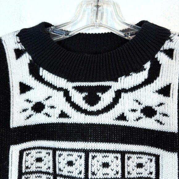 Vintage knitted Sweater Funky 80s unique rare retro vintage floral zodiac Medium - Picture 3 of 8